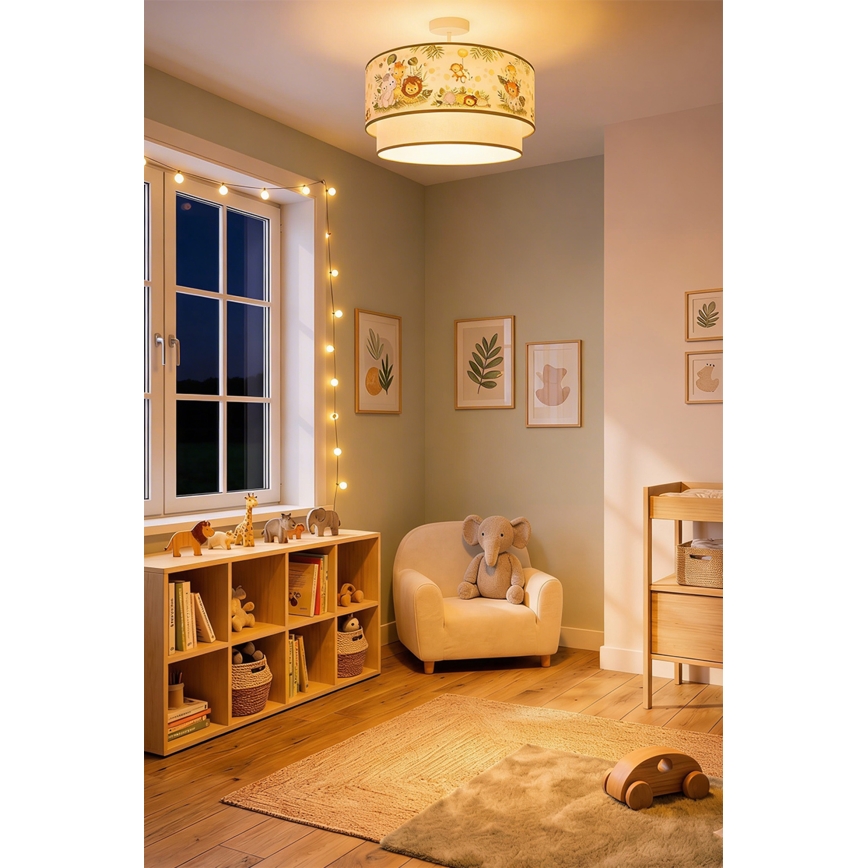 Brilagi - LED детска плафониера BOBO 1xE27/10W/230V Ø 40 см крем/зелен/джунгла