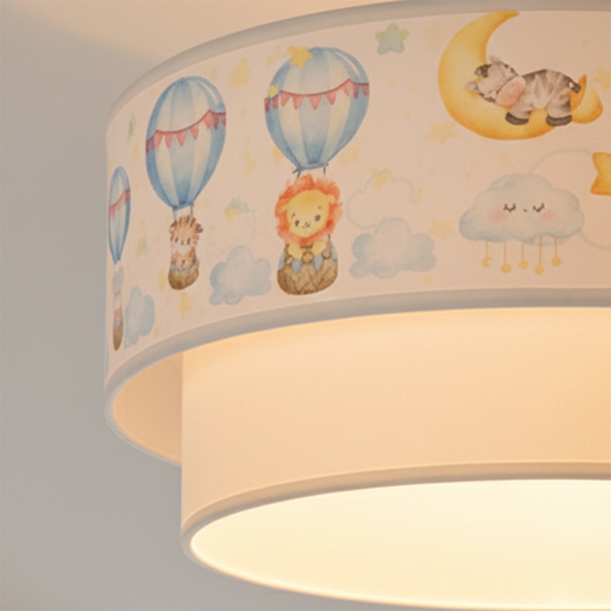 Brilagi - LED детски таванен плафон BOBO 1xE27/60W/230V Ø 40 см бял/бежов/с животински мотиви