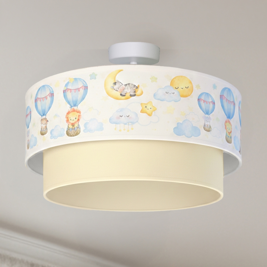 Brilagi - LED детски таванен плафон BOBO 1xE27/60W/230V Ø 40 см бял/бежов/с животински мотиви