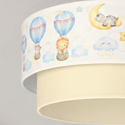 Brilagi - LED детски таванен плафон BOBO 1xE27/60W/230V Ø 40 см бял/бежов/с животински мотиви
