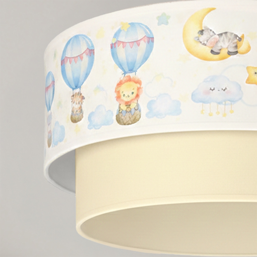 Brilagi - LED детски таванен плафон BOBO 1xE27/60W/230V Ø 40 см бял/бежов/с животински мотиви