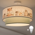 Brilagi - LED детски таванен плафон BOBO 1xE27/60W/230V Ø 40 см бял/зелен/с животински мотив