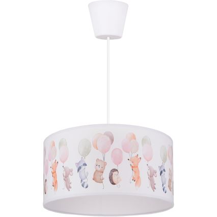Brilagi - LED детски висящ полилей BOBO 1xE27/60W/230V, диаметър 35 см, бял с животински мотиви