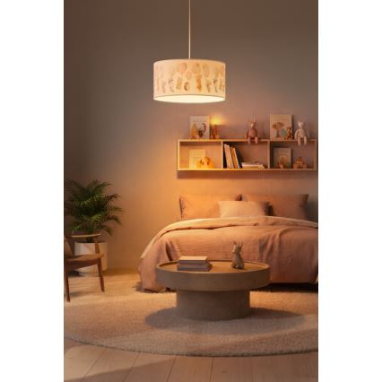Brilagi - LED детски висящ полилей BOBO 1xE27/60W/230V, диаметър 35 см, бял с животински мотиви