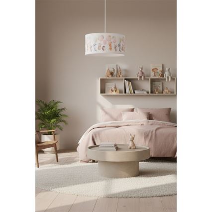 Brilagi - LED детски висящ полилей BOBO 1xE27/60W/230V, диаметър 35 см, бял с животински мотиви