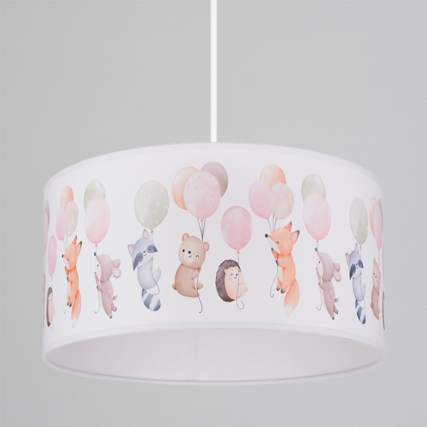 Brilagi - LED детски висящ полилей BOBO 1xE27/60W/230V, диаметър 35 см, бял с животински мотиви