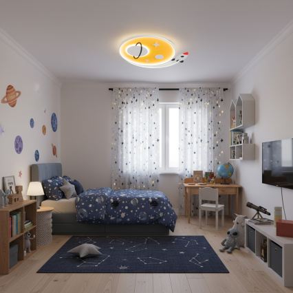 Brilagi -LED Детско таванно осветително тяло STARSHIP LED/64W/230V 3000/4500K жълто