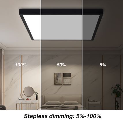 Brilagi - LED Димерна таванна лампа FRAME SMART LED/50W/230V 60x60 см 3000-6000K IP44 Черна + Дистанционно