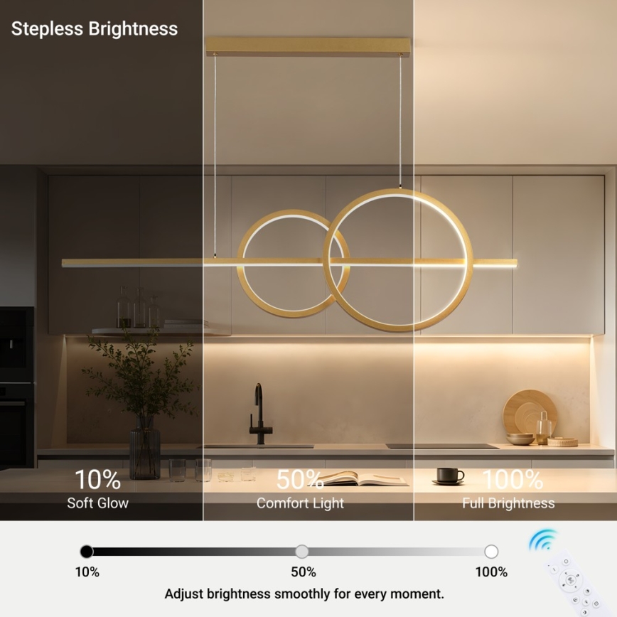 BRILAGI - LED Димируем полилей на кабел SIGNATURE LED/53W/230V 3000-6000K 120 cm златен + дистанционно управление