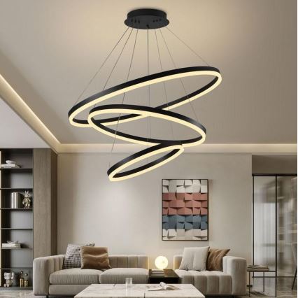 Brilagi - LED Димируем пендел CIRCLE LED/125W/230V 3000-6500K черен + дистанционно управление