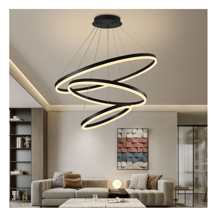 Brilagi - LED Димируем пендел CIRCLE LED/125W/230V 3000-6500K черен + дистанционно управление