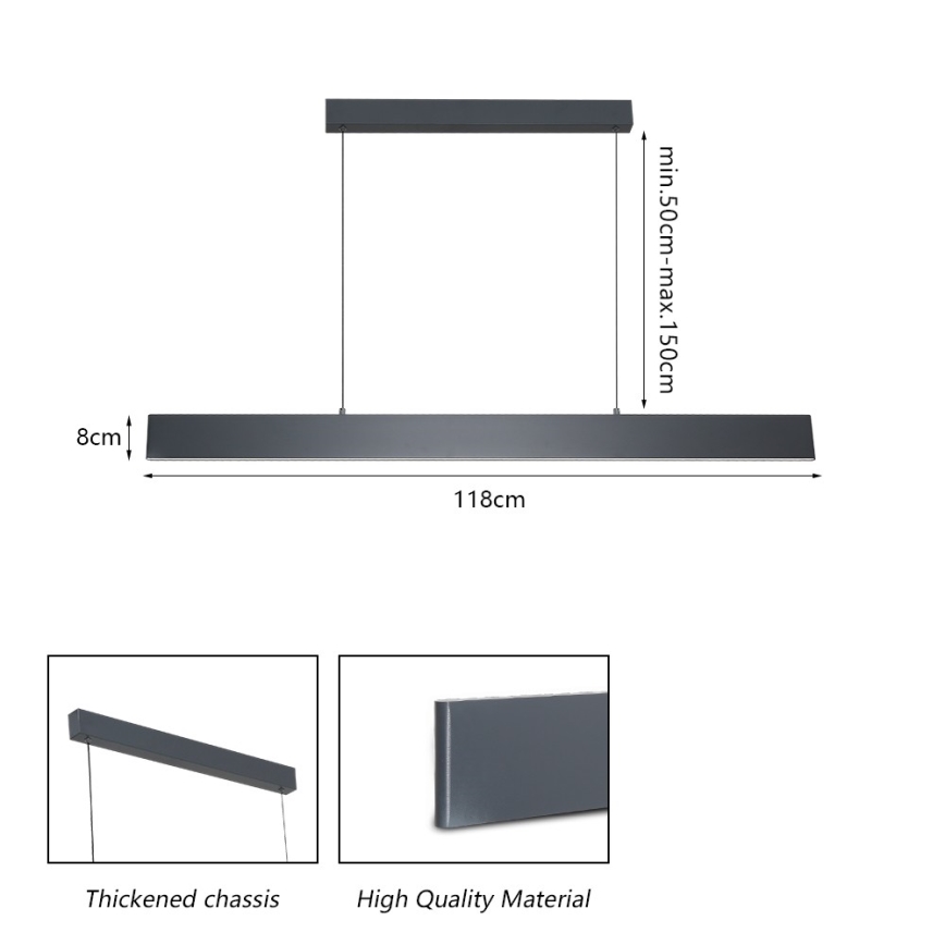 Brilagi - LED Димируем пендел SLIMLINE LED/40W/230V 3000-6000K антрацит + дистанционно управление