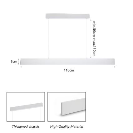 Brilagi - LED Димируем пендел SLIMLINE LED/40W/230V 3000-6000K бял + дистанционно управление