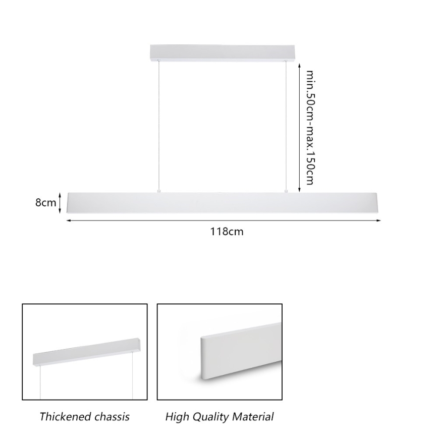 Brilagi - LED Димируем пендел SLIMLINE LED/40W/230V 3000-6000K бял + дистанционно управление
