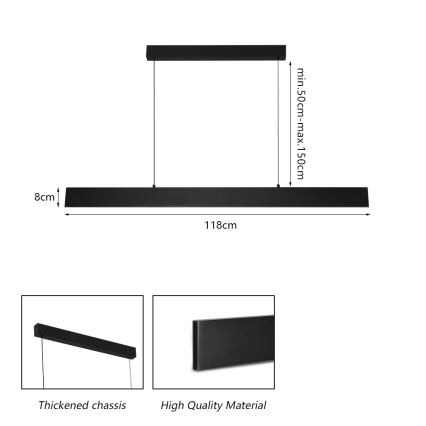 Brilagi - LED Димируем пендел SLIMLINE LED/40W/230V 3000-6000K черен + дистанционно управление