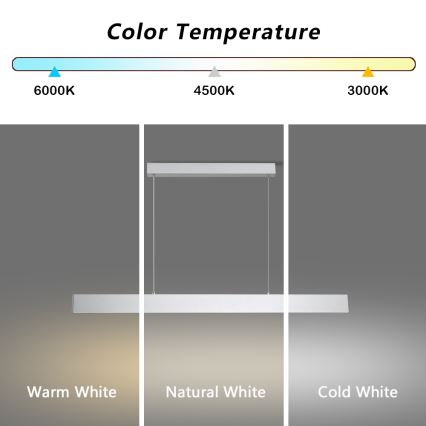 Brilagi - LED Димируем пендел SLIMLINE LED/40W/230V 3000-6000K сребрист + дистанционно управление