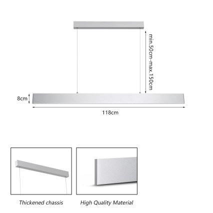 Brilagi - LED Димируем пендел SLIMLINE LED/40W/230V 3000-6000K сребрист + дистанционно управление