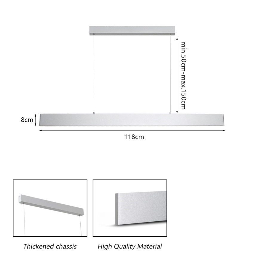 Brilagi - LED Димируем пендел SLIMLINE LED/40W/230V 3000-6000K сребрист + дистанционно управление