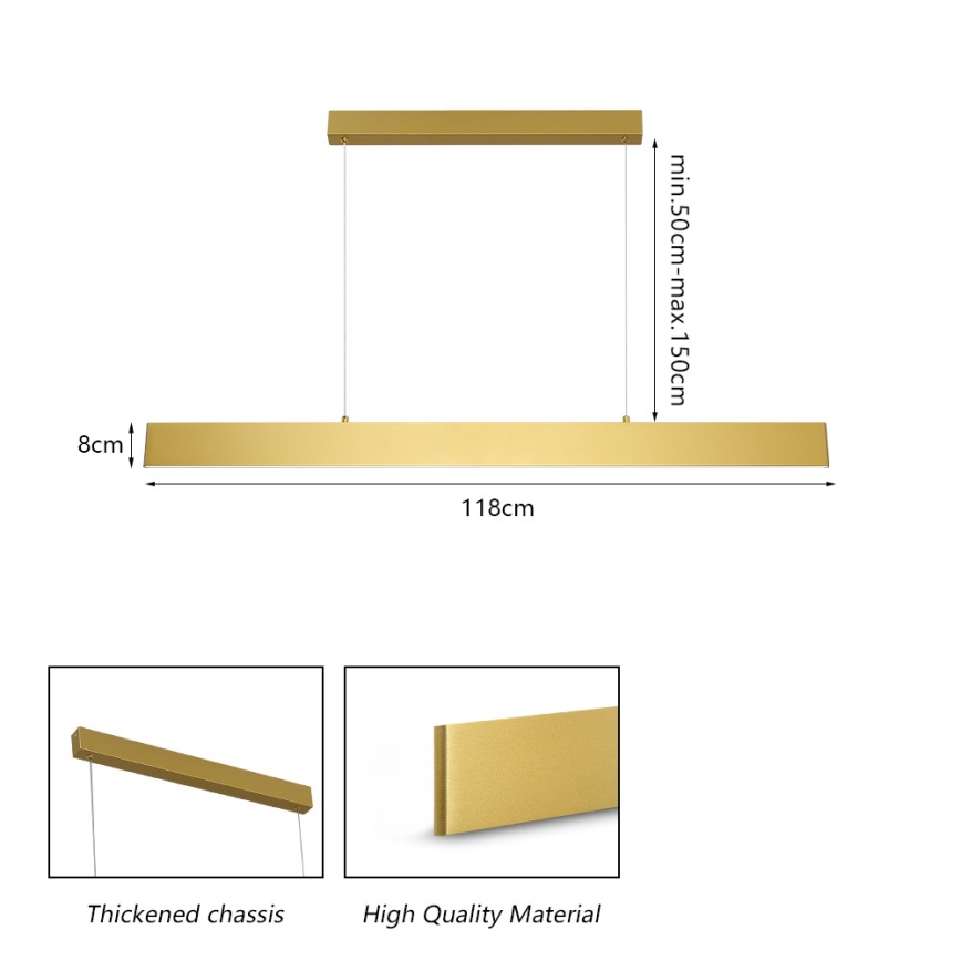 Brilagi - LED Димируем пендел SLIMLINE LED/40W/230V 3000-6000K златист + дистанционно управление