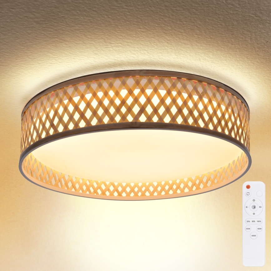 Brilagi - LED Димируем плафон CAMILA LED/48W/230V 3000-6500K бамбук Ø 40 см + дистанционно управление