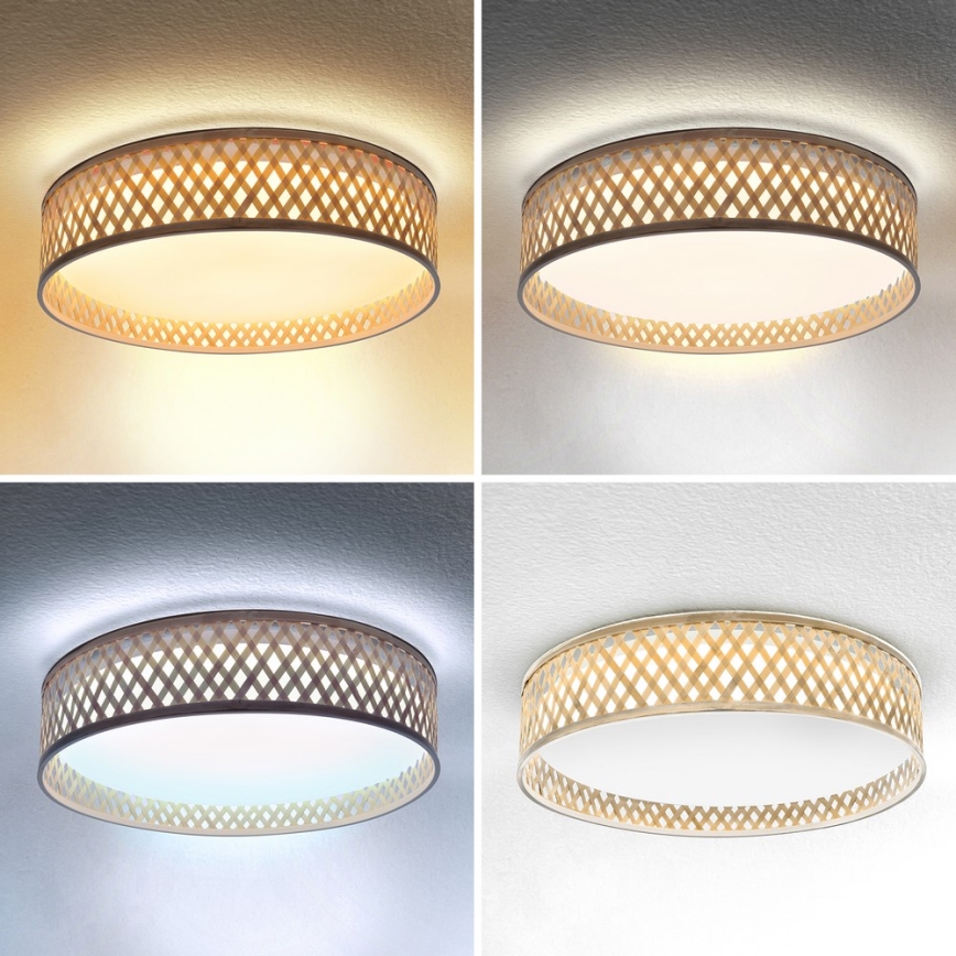 Brilagi - LED Димируем плафон CAMILA LED/48W/230V 3000-6500K бамбук Ø 40 см + дистанционно управление
