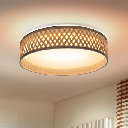 Brilagi - LED Димируем плафон CAMILA LED/48W/230V 3000-6500K бамбук Ø 40 см + дистанционно управление