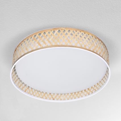 Brilagi - LED Димируем плафон CAMILA LED/48W/230V 3000-6500K бамбук Ø 40 см + дистанционно управление