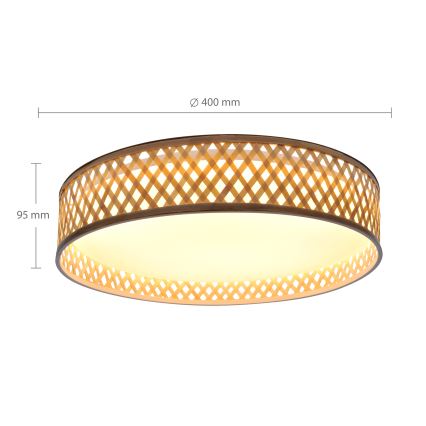 Brilagi - LED Димируем плафон CAMILA LED/48W/230V 3000-6500K бамбук Ø 40 см + дистанционно управление