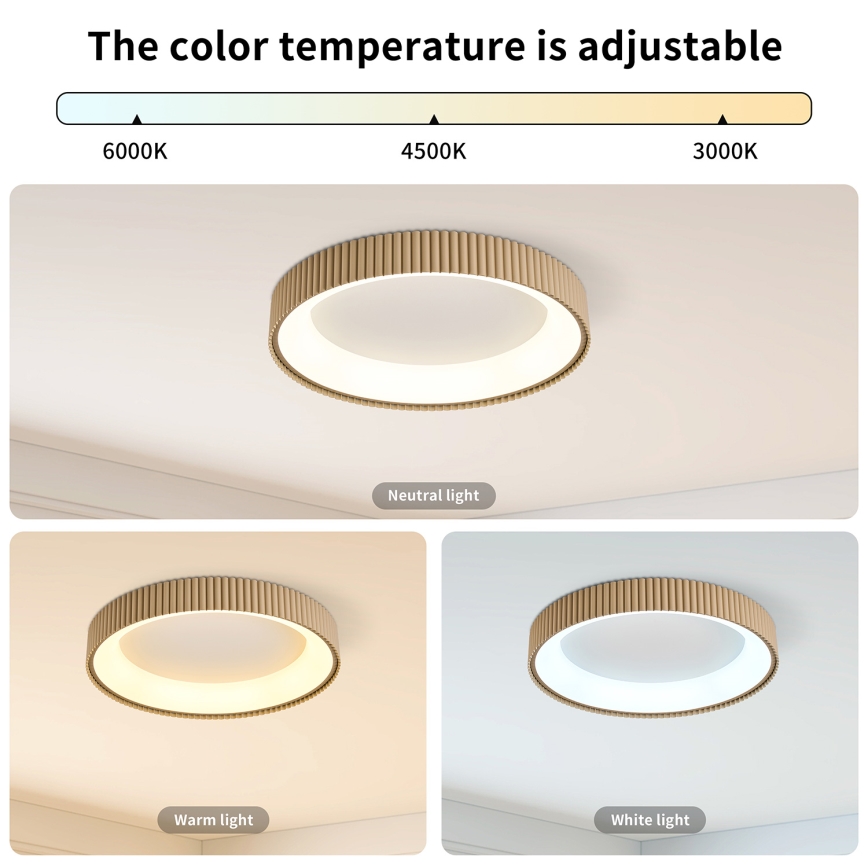 Brilagi - Димируем LED таванен плафон FALCON MODERN LED/30W/230V 3000-6500K диаметър 40 cm бежов + дистанционно управление