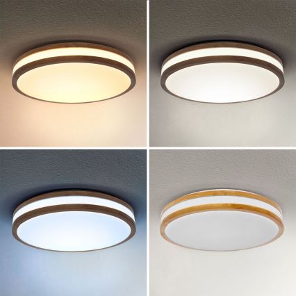 Brilagi - LED Димируем плафон MOLINA LED/48W/230V 3000-6500K дъб Ø 38 см + дистанционно управление
