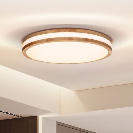 Brilagi - LED Димируем плафон MOLINA LED/48W/230V 3000-6500K дъб Ø 38 см + дистанционно управление