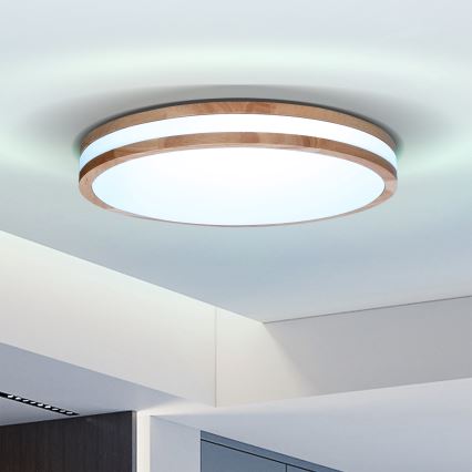 Brilagi - LED Димируем плафон MOLINA LED/48W/230V 3000-6500K дъб Ø 38 см + дистанционно управление