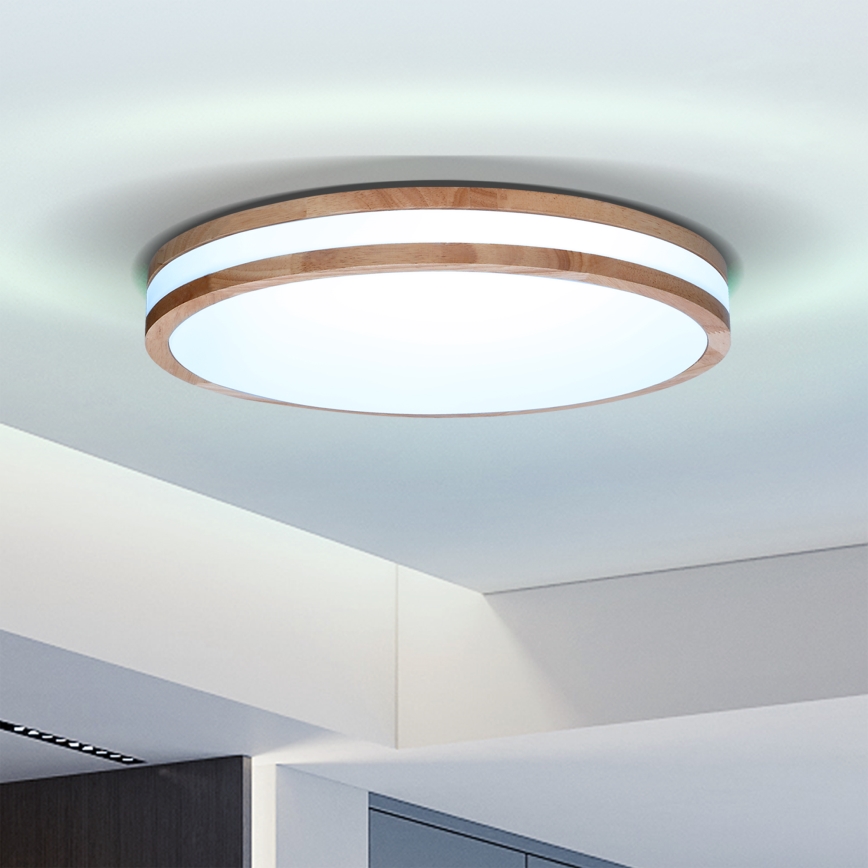 Brilagi - LED Димируем плафон MOLINA LED/48W/230V 3000-6500K дъб Ø 38 см + дистанционно управление