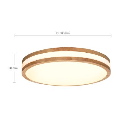Brilagi - LED Димируем плафон MOLINA LED/48W/230V 3000-6500K дъб Ø 38 см + дистанционно управление