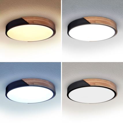 Brilagi - LED Димируем плафон PILANA LED/48W/230V 3000-6500K дъб Ø 40 см + дистанционно управление