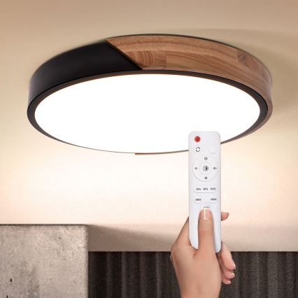 Brilagi - LED Димируем плафон PILANA LED/48W/230V 3000-6500K дъб Ø 40 см + дистанционно управление