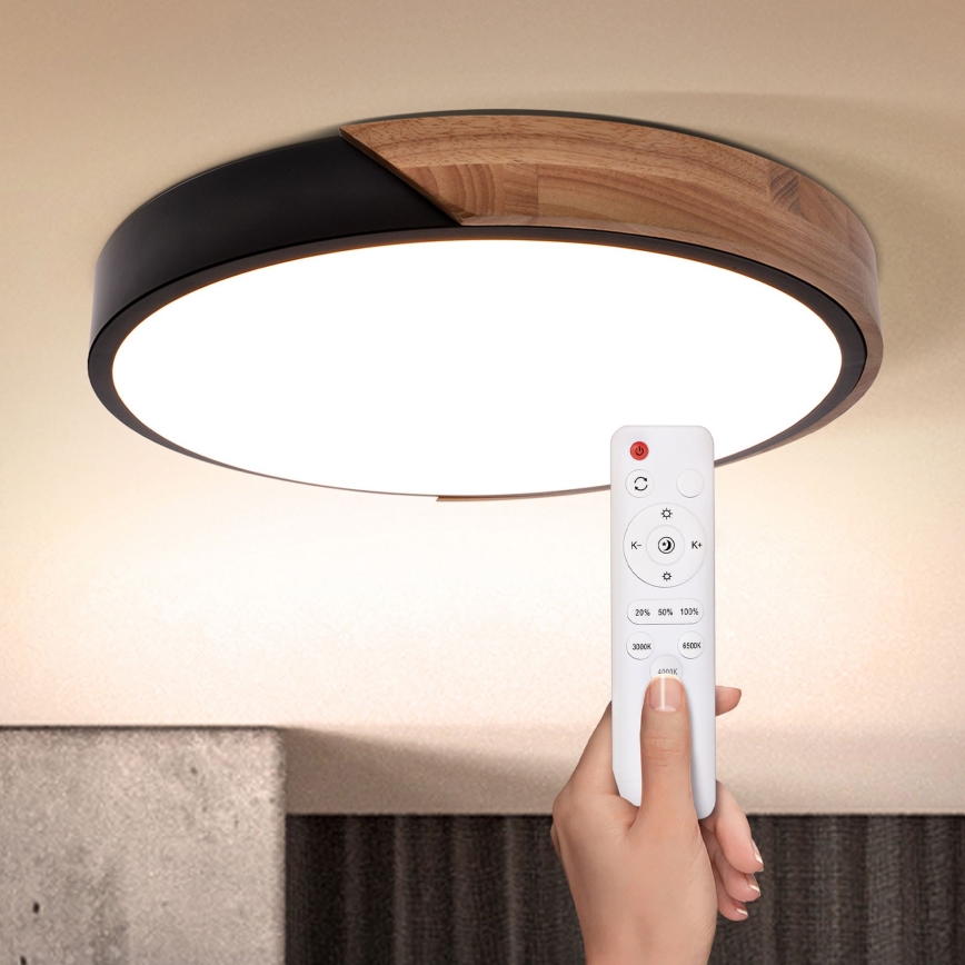 Brilagi - LED Димируем плафон PILANA LED/48W/230V 3000-6500K дъб Ø 40 см + дистанционно управление
