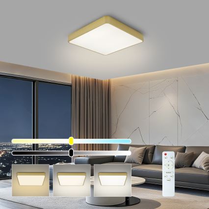 BRILAGI - LED димируемо таванно осветително тяло POOL SQUARE LED/48W/230V 3000-6000K 50x50 см златно + дистанционно управление