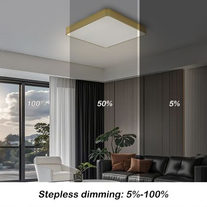 BRILAGI - LED димируемо таванно осветително тяло POOL SQUARE LED/48W/230V 3000-6000K 50x50 см златно + дистанционно управление