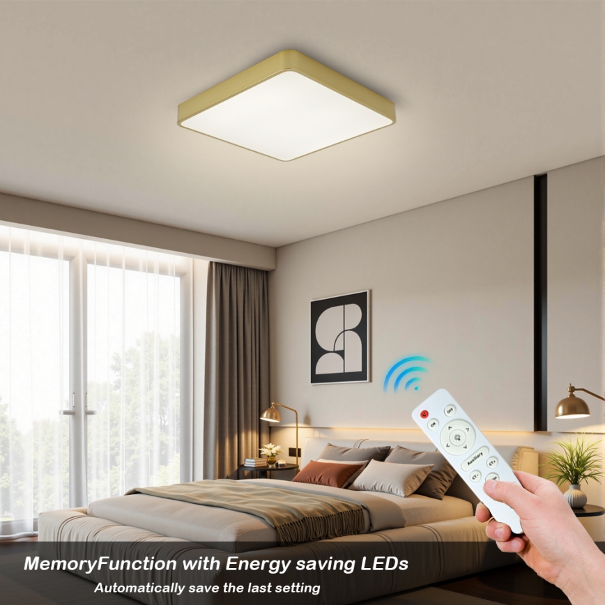 BRILAGI - LED димируемо таванно осветително тяло POOL SQUARE LED/48W/230V 3000-6000K 50x50 см златно + дистанционно управление