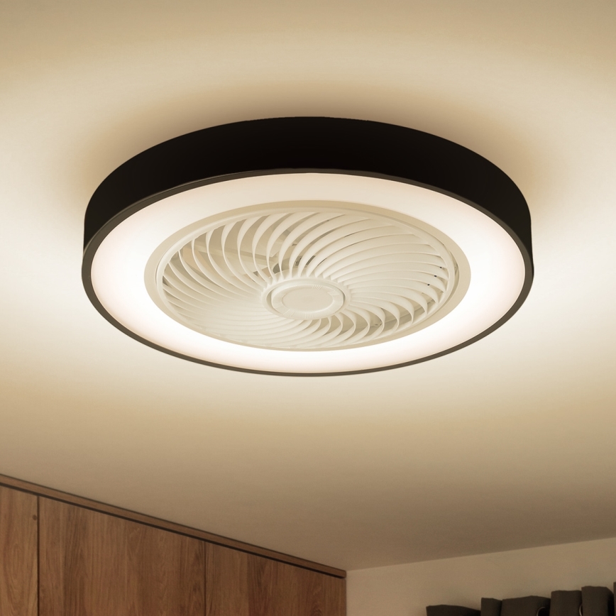 Brilagi - LED Димируем плафон с вентилатор LED/30W/230V 3000-6500K черен + дистанционно управление