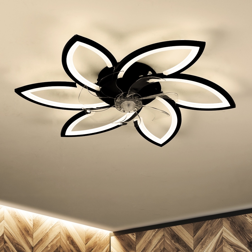 Brilagi - LED Димируем плафон с вентилатор LED/50W/230V 3000-6500K черен + дистанционно управление