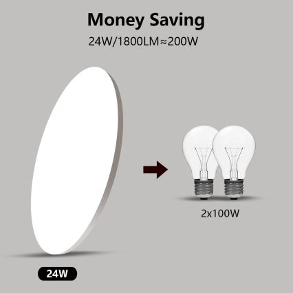Brilagi - LED Димируем плафон SMART LED/24W/230V 2700-6500K Wi-Fi Tuya + дистанционно управление
