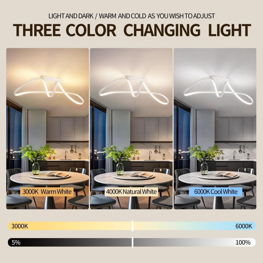 Brilagi - димируем LED плафон TWISTER LED/60W/230V 3000-6000K бял + дистанционно управление