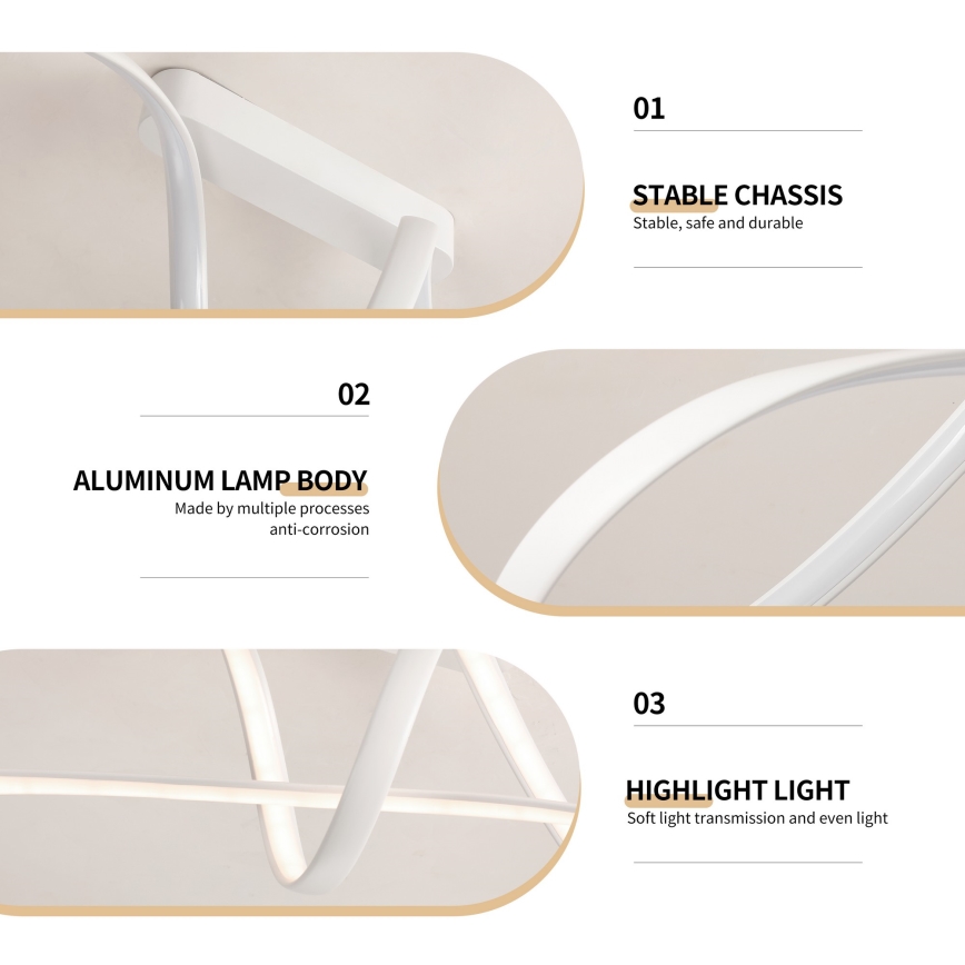Brilagi - димируем LED плафон TWISTER LED/60W/230V 3000-6000K бял + дистанционно управление