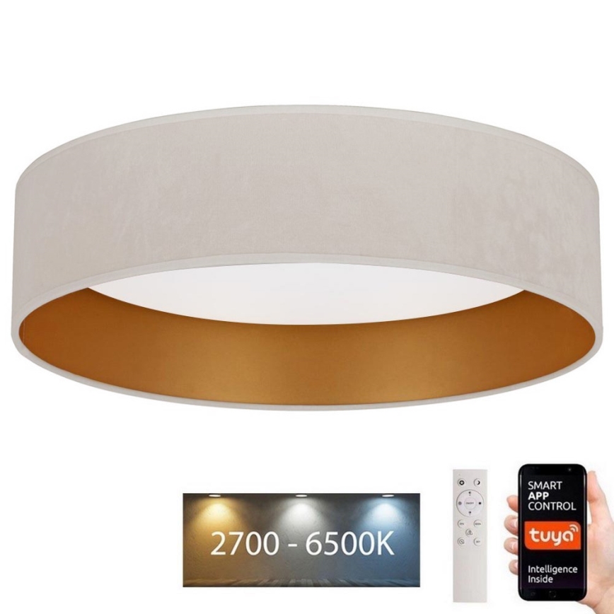 Brilagi - LED Димируем плафон VELVET SMART LED/36W/230V Ø 55 см 2700-6500K Wi-Fi Tuya кремав/златист + дистанционно управление