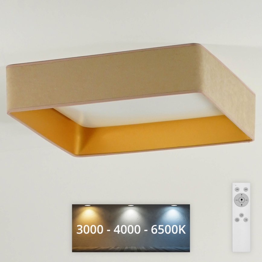 Brilagi - LED Димируем плафон VELVET SQUARE LED/24W/230V 3000/4000/6500K + дистанционно управление бежов