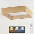 Brilagi - LED Димируем плафон VELVET SQUARE LED/24W/230V 3000/4000/6500K + дистанционно управление кафяв