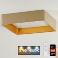 Brilagi - LED Димируем плафон VELVET SQUARE SMART LED/36W/230V 2700-6500K Wi-Fi Tuya + дистанционно управление бежов