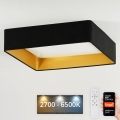 Brilagi - LED Димируем плафон VELVET SQUARE SMART LED/36W/230V 2700-6500K Wi-Fi Tuya + дистанционно управление черен